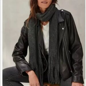 LUCKY Brand Fringed Charcoal Grey Scarf NWT $69.50